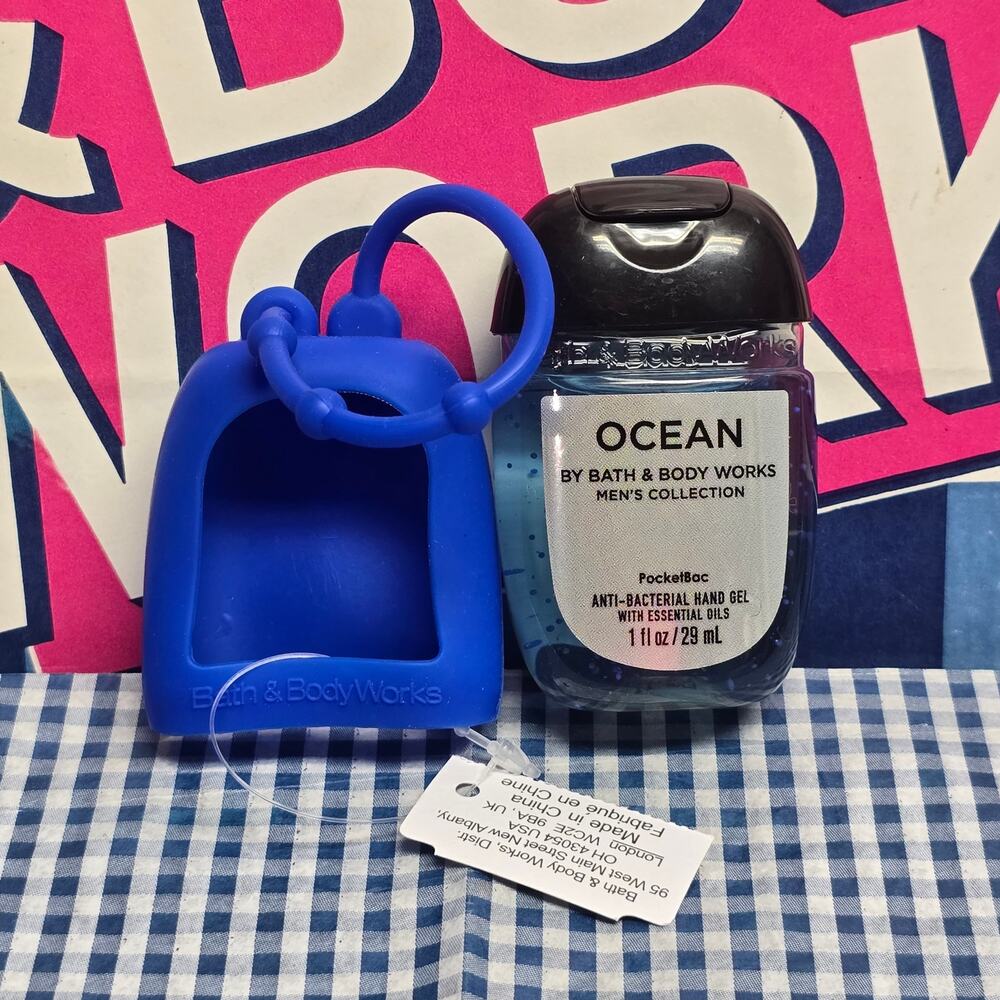 BBW Blue Rubber Pocketbac Holder & Ocean Men's Fragrance Line Refill